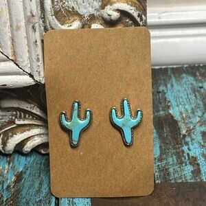 Turquoise Cactus Stud Earrings